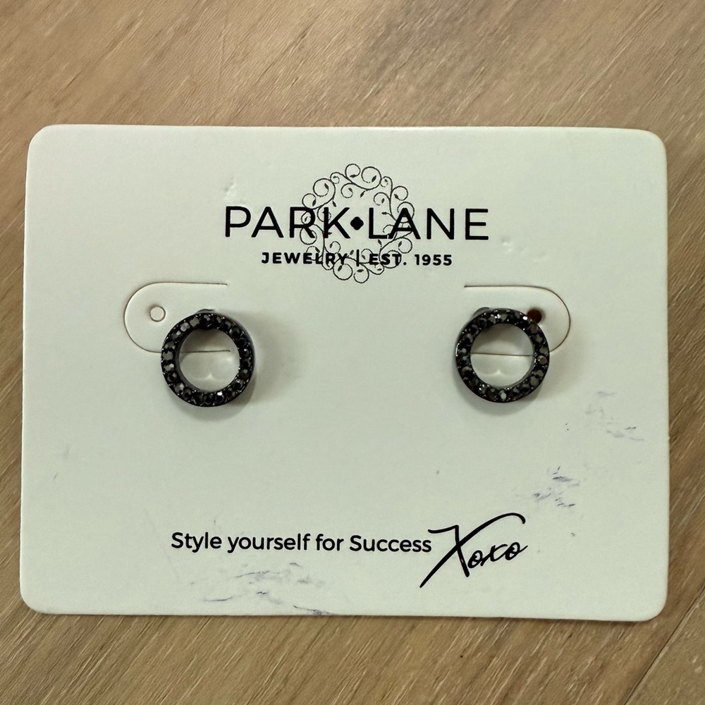 Park Lane Roo Hematite Sparkling Dark Circle Stud Earrings